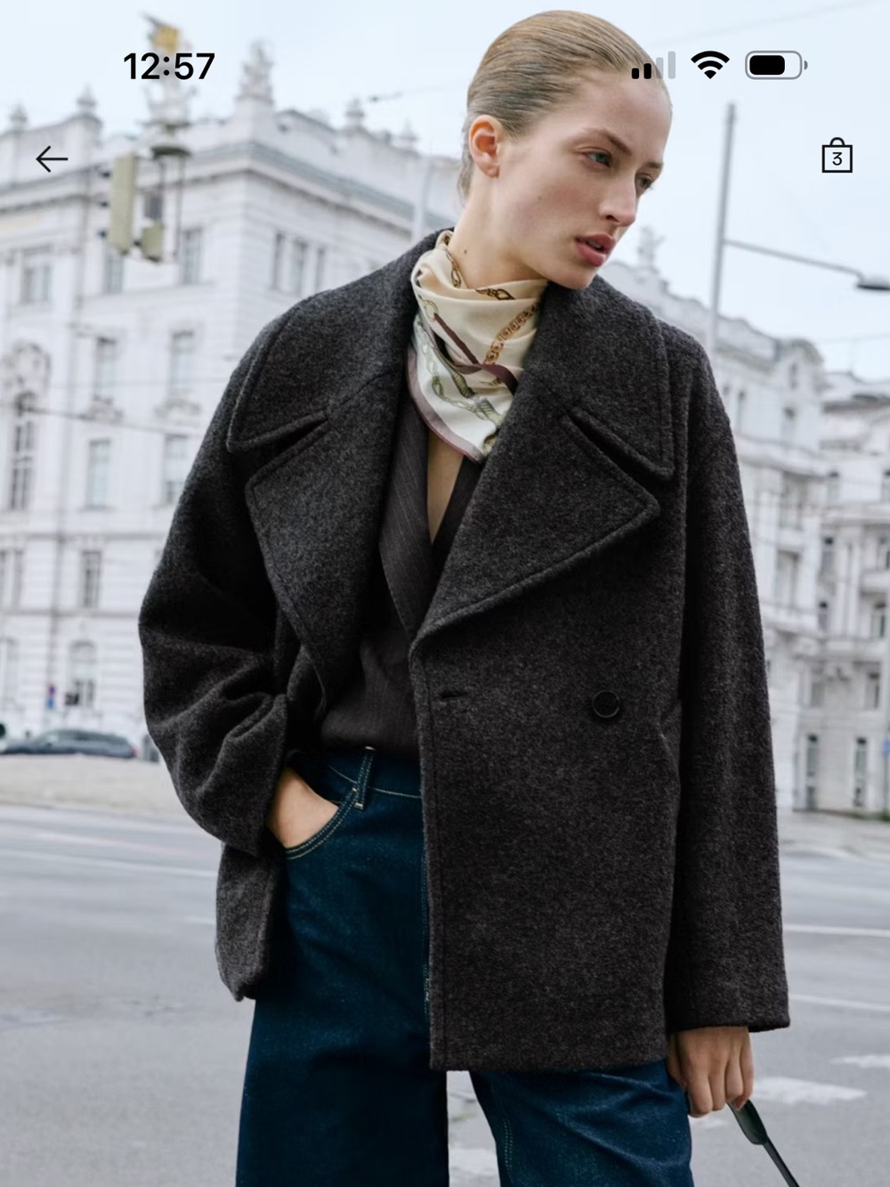 Mango Wool-Blend Double-Breasted Peacoat - gray - Picture 3 of 6